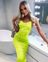 Best neon satin lace women long dress