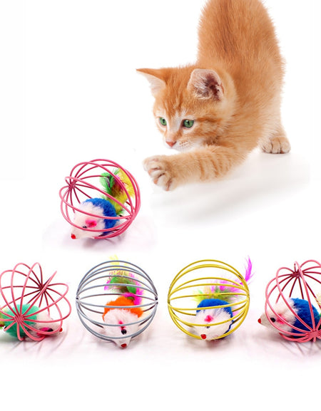 Best Cat Colorful Mouse Cage Toy