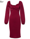 Best sexy pure V Neck off shoulder Dress