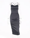 Best neon satin lace women long dress