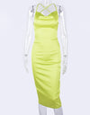 Best neon satin lace women long dress