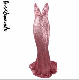 Best Elastic Sequin V Collar Dress