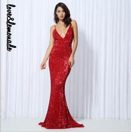 Best Elastic Sequin V Collar Dress