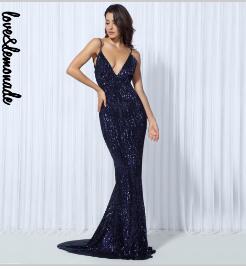 Best Elastic Sequin V Collar Dress